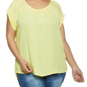 Yellow Plus Size Tabbed Hem Top